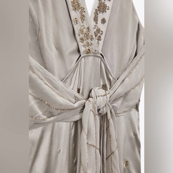 Zara Women’s Satin Dress with Embroidery Limited Edition Size M NWT - Picture 8 of 16